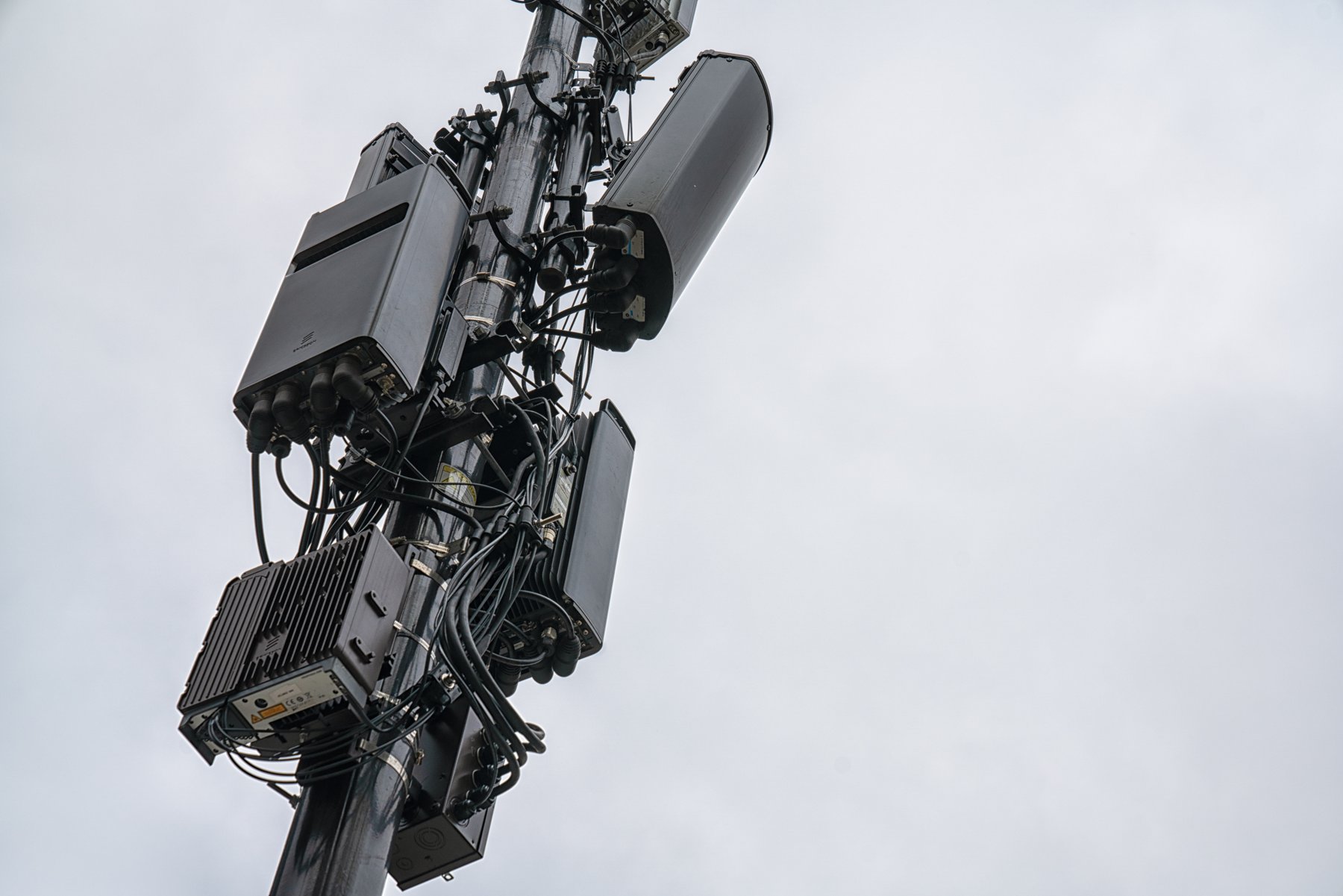 Cellular radio and antenna equipment mounted on a telecommunications tower